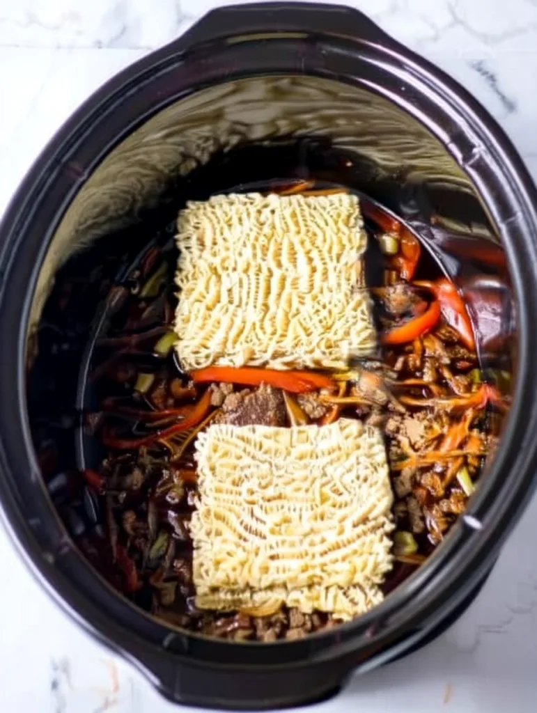 Slow Cooker Beef Ramen Noodles