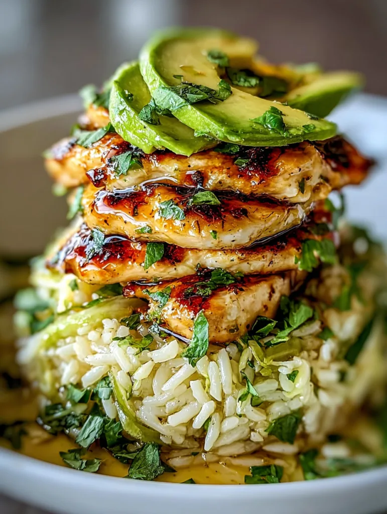 Honey Lime Chicken & Avocado Rice Stack