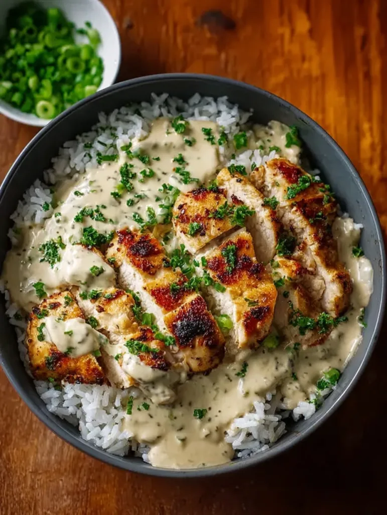 Creamy Garlic Chicken, Rice Bowls