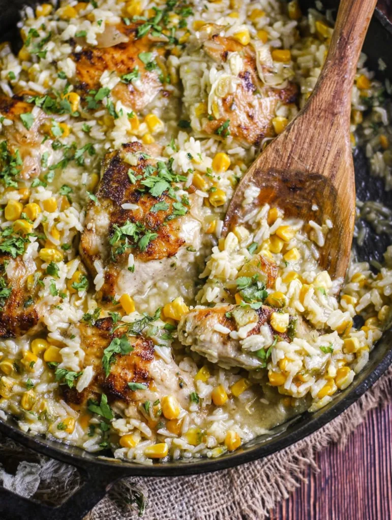 Salsa Verde Chicken & Rice Skillet
