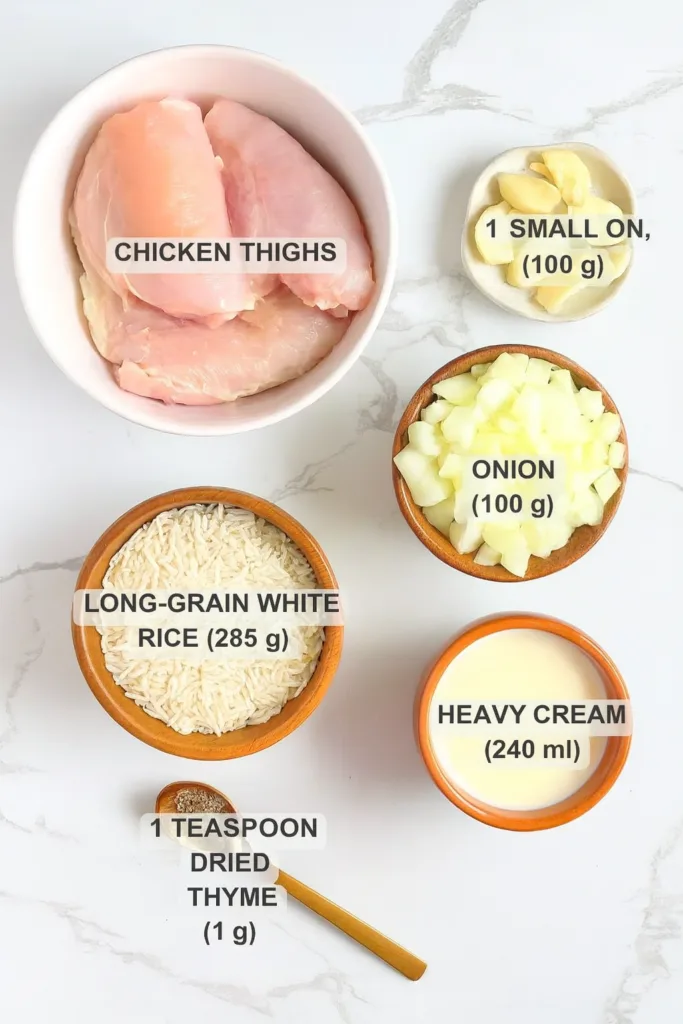 CREAMY SMOTHERED CHICKEN AND RICE