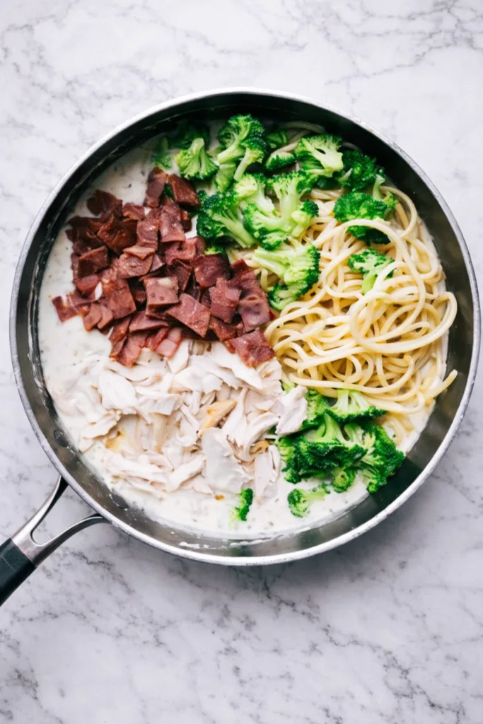 Garlic Parmesan Chicken & Broccoli Pasta 