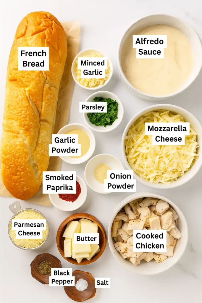 Chicken Alfredo Garlic Bread