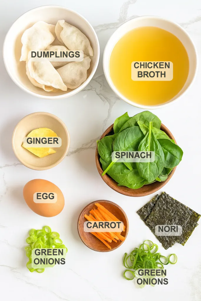 Savory Dumpling Ramen Bowl with Soft-Boiled Eggs and Fresh Greens