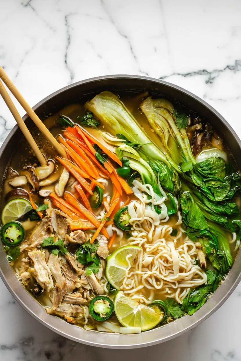 Asian Chicken Noodle Soup (Keto, Leftover Turkey or Chicken)