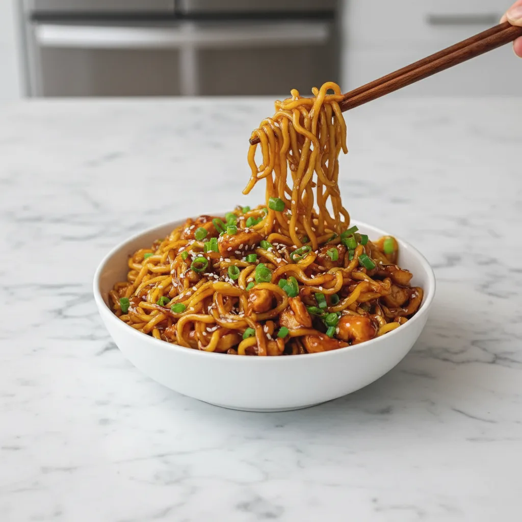 Sticky Garlic Chicken Noodles