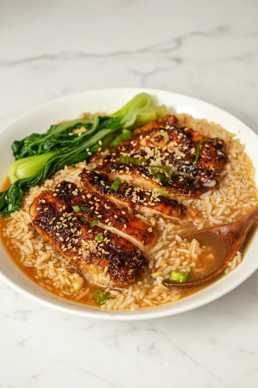 Caramelized Soy Chicken in Garlic Ginger Broth
