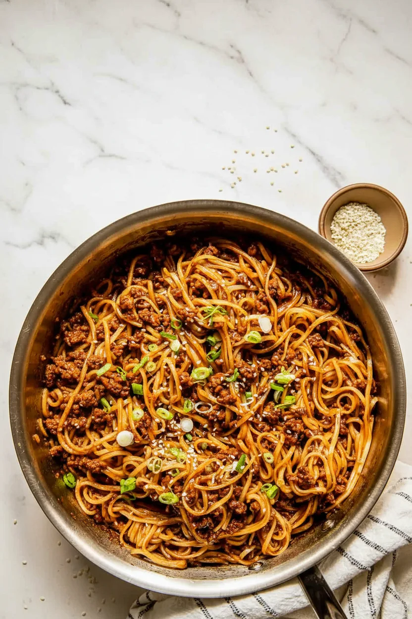 Mongolian Ground Beef Noodles