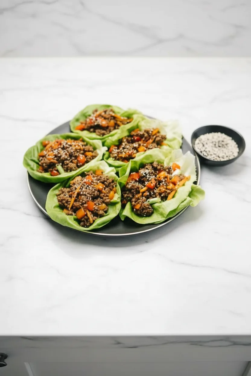 Asian-Style Ground Beef Lettuce Wraps