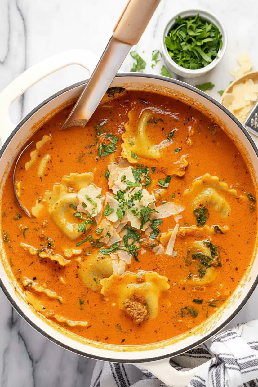 One Oven Ravioli Soup