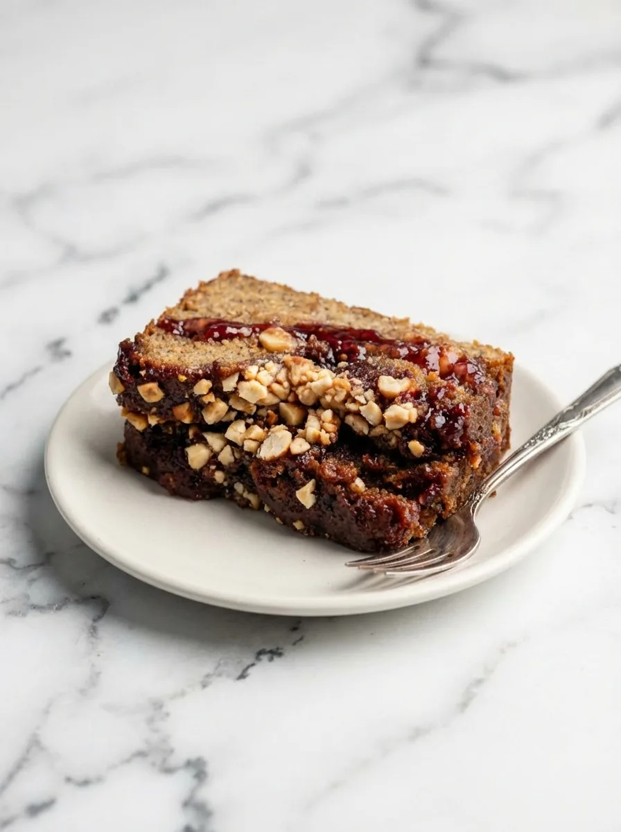 Healthy Peanut Butter and Jelly Banana Bread