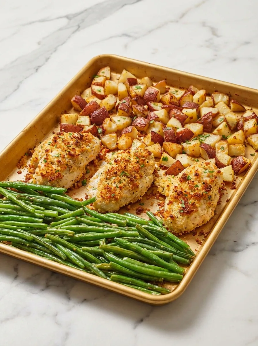 Parmesan Crusted Chicken Sheet Pan Dinner