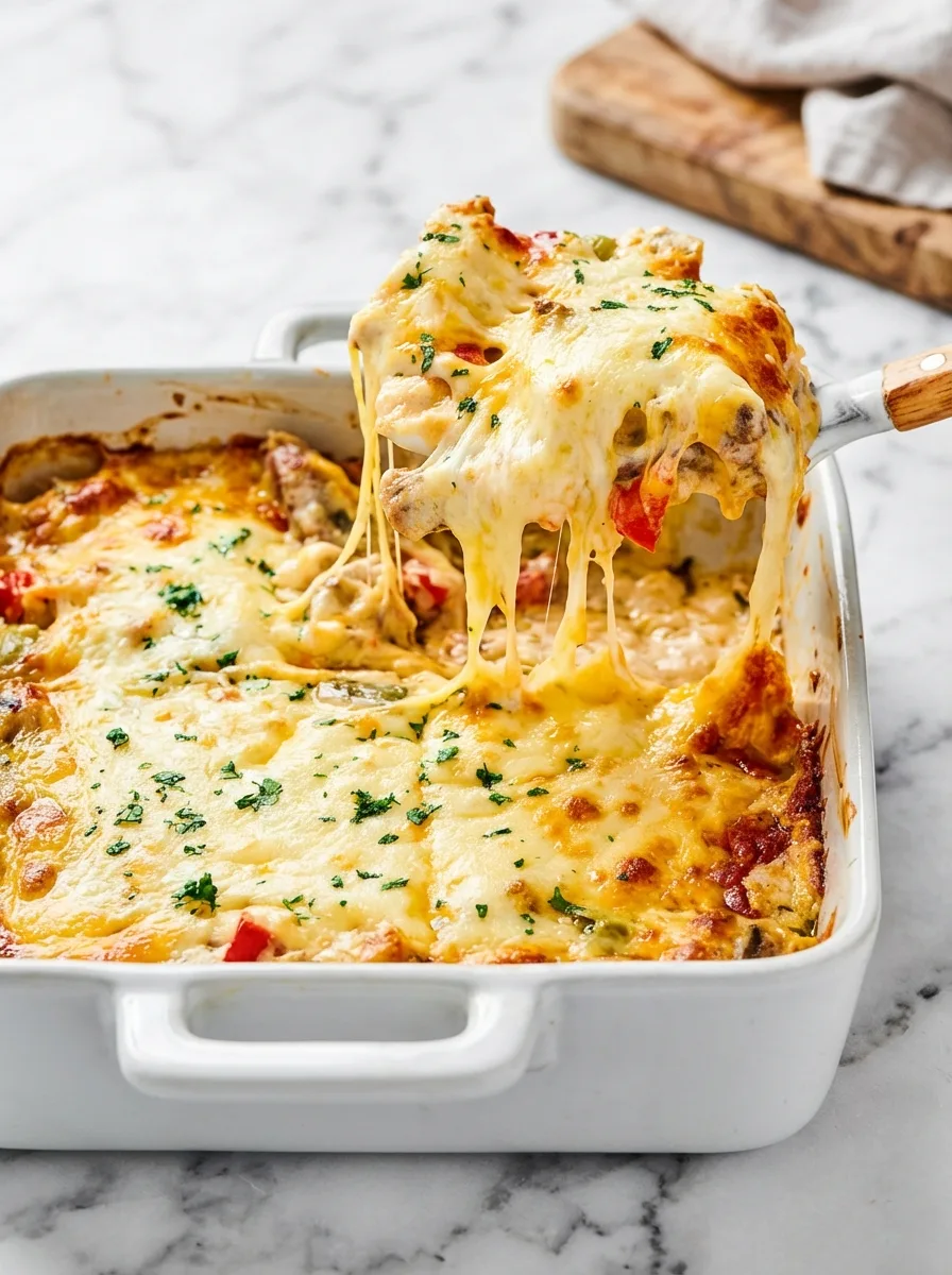 High Protein Low Carb Philly Cheesesteak Casserole Recipe
