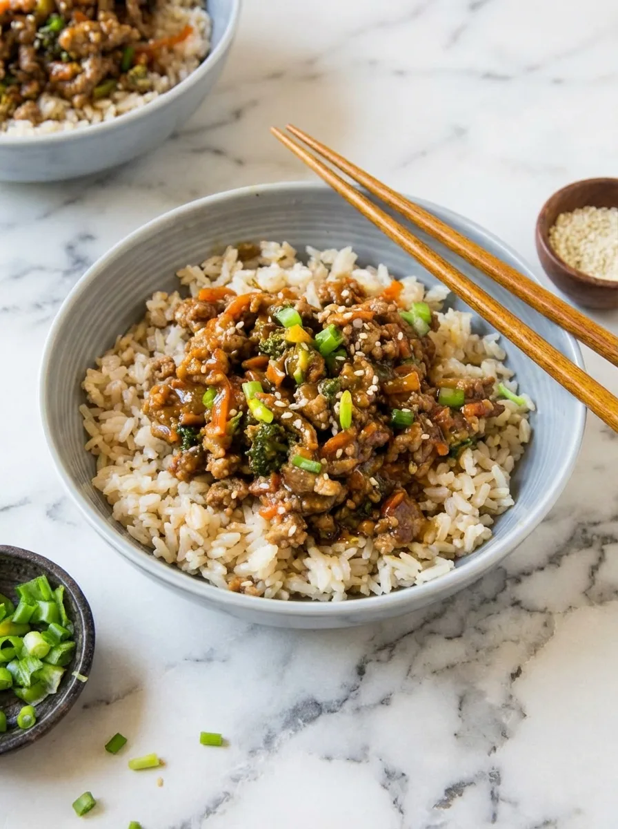 Healthy Ground Turkey Teriyaki Rice Bowl