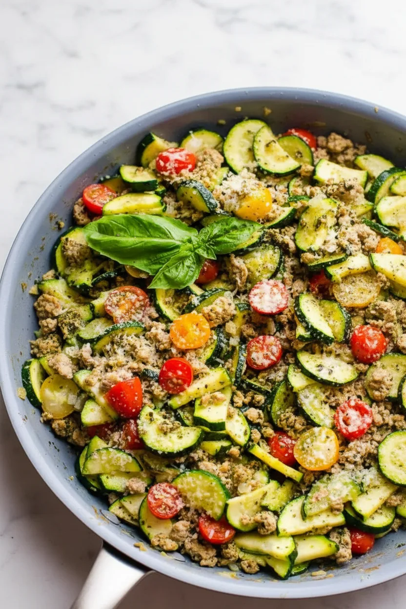 Low Carb Ground Turkey and Zucchini Skillet