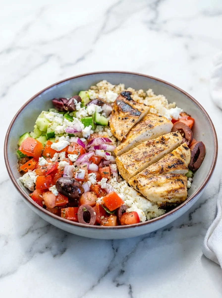 The BEST Healthy Greek Chicken Bowl