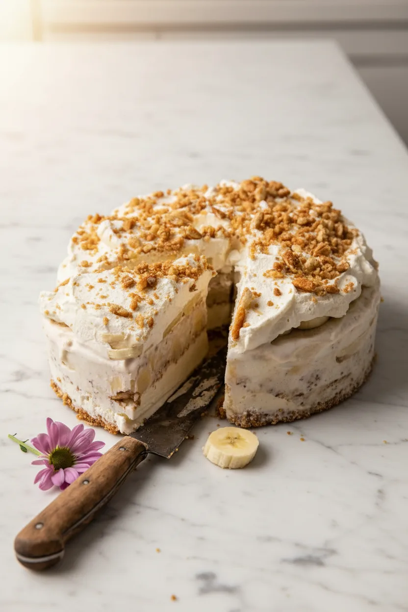 Banana Pudding Pretzel Ice Cream Cake