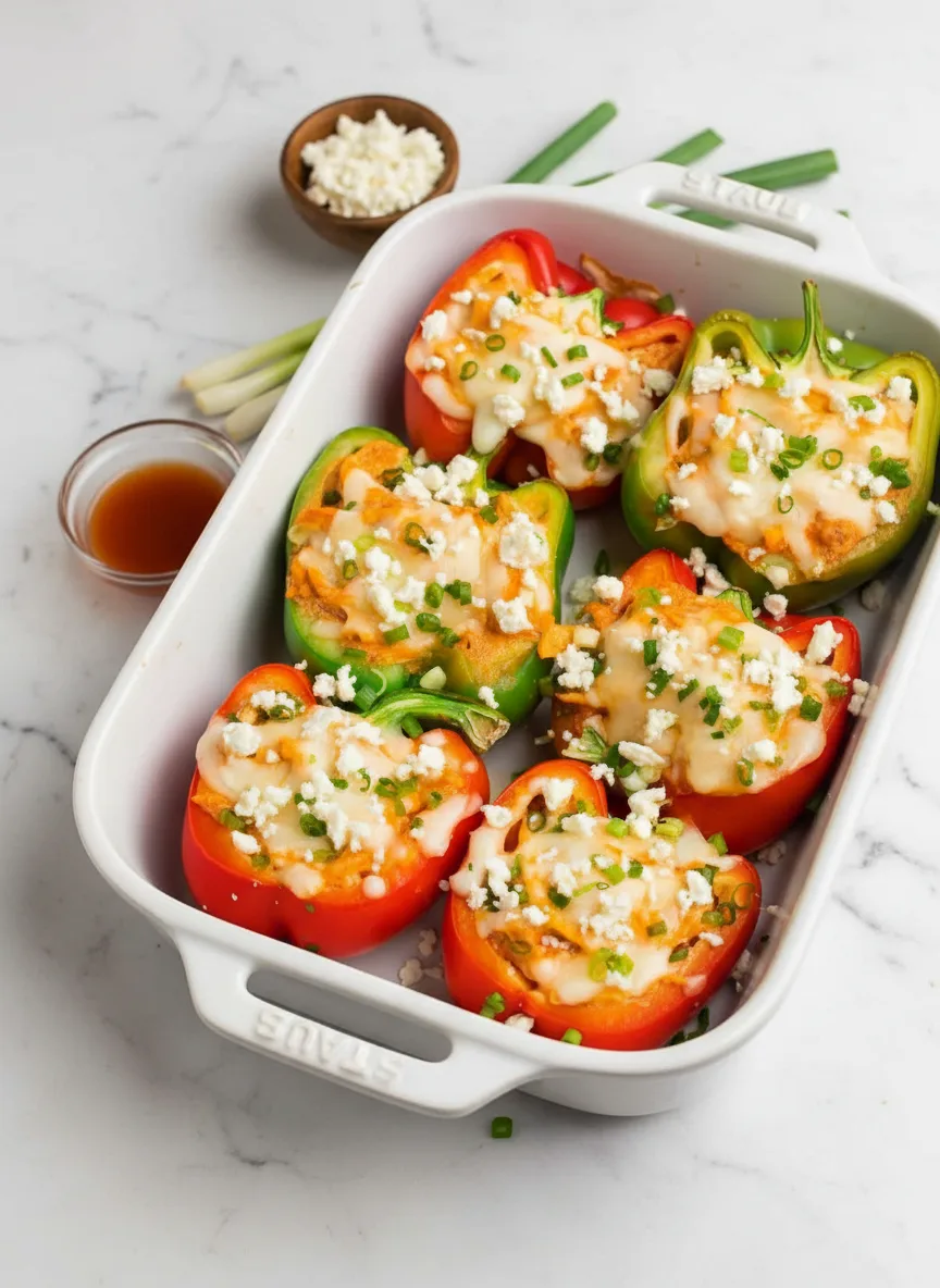 Buffalo Chicken Stuffed Peppers – Dairy Free & Low Carb