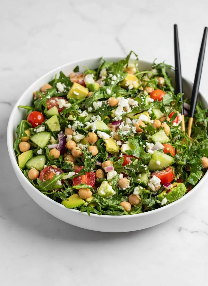 Chickpea Feta Avocado Salad Bowl