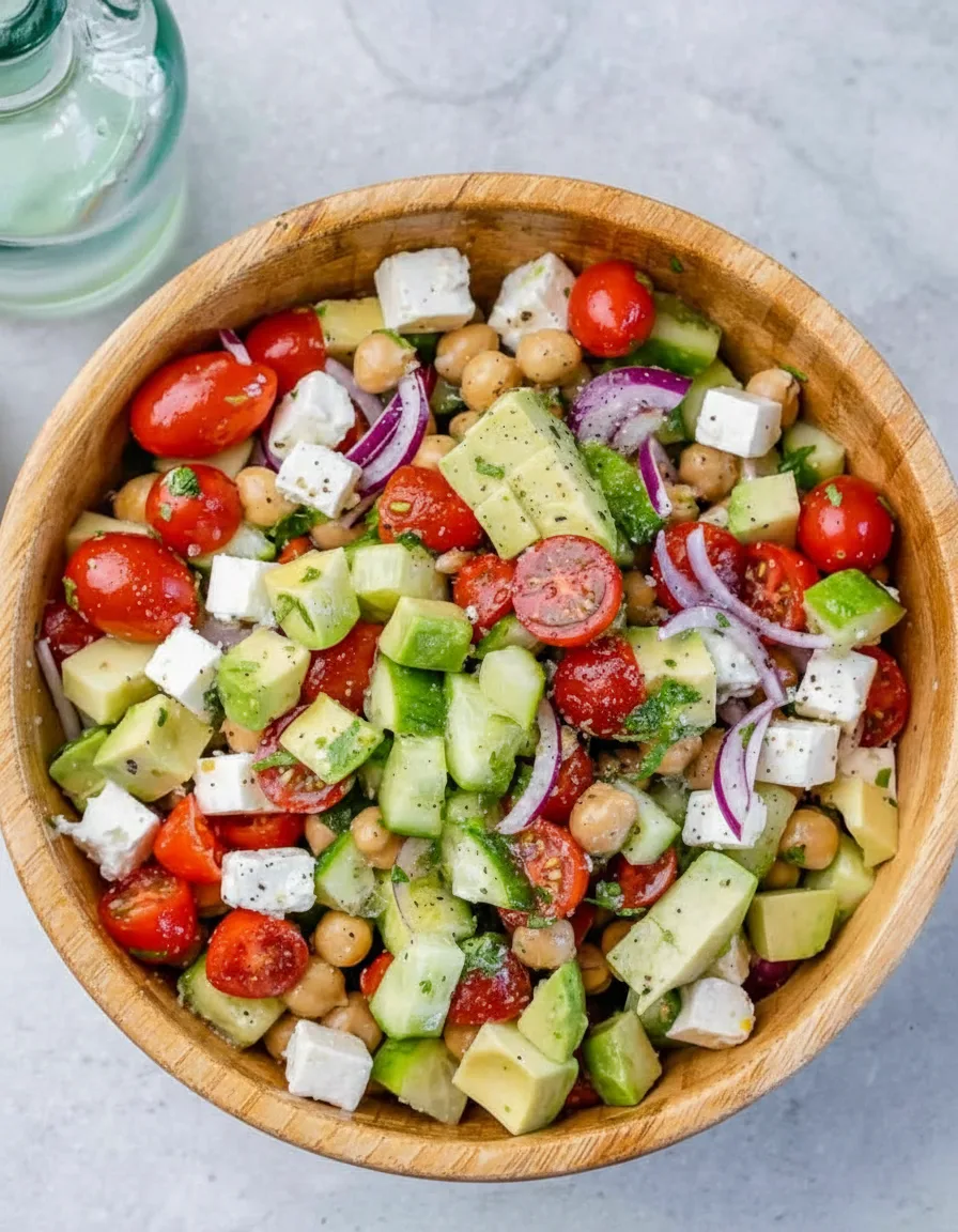 Creamy Chickpea Avocado Feta Salad