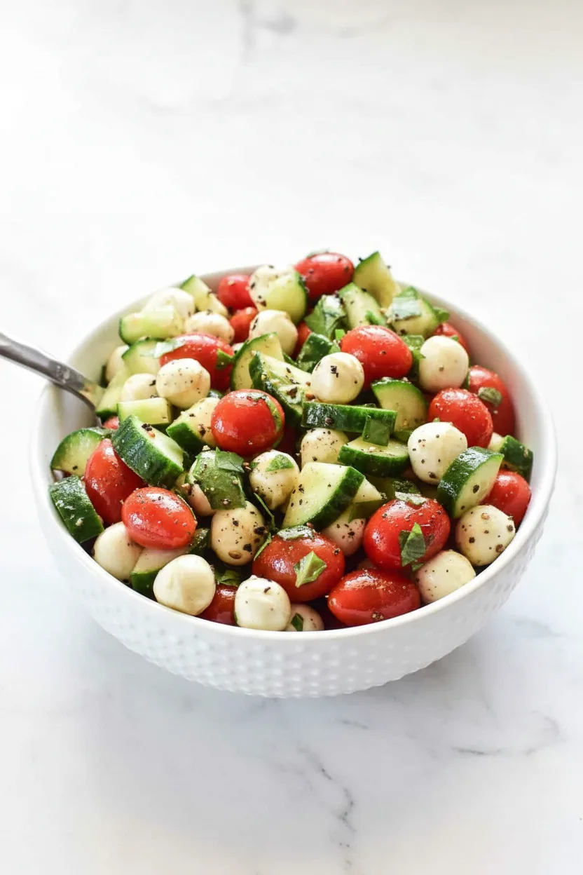 Cucumber Caprese Salad with Balsamic Glaze