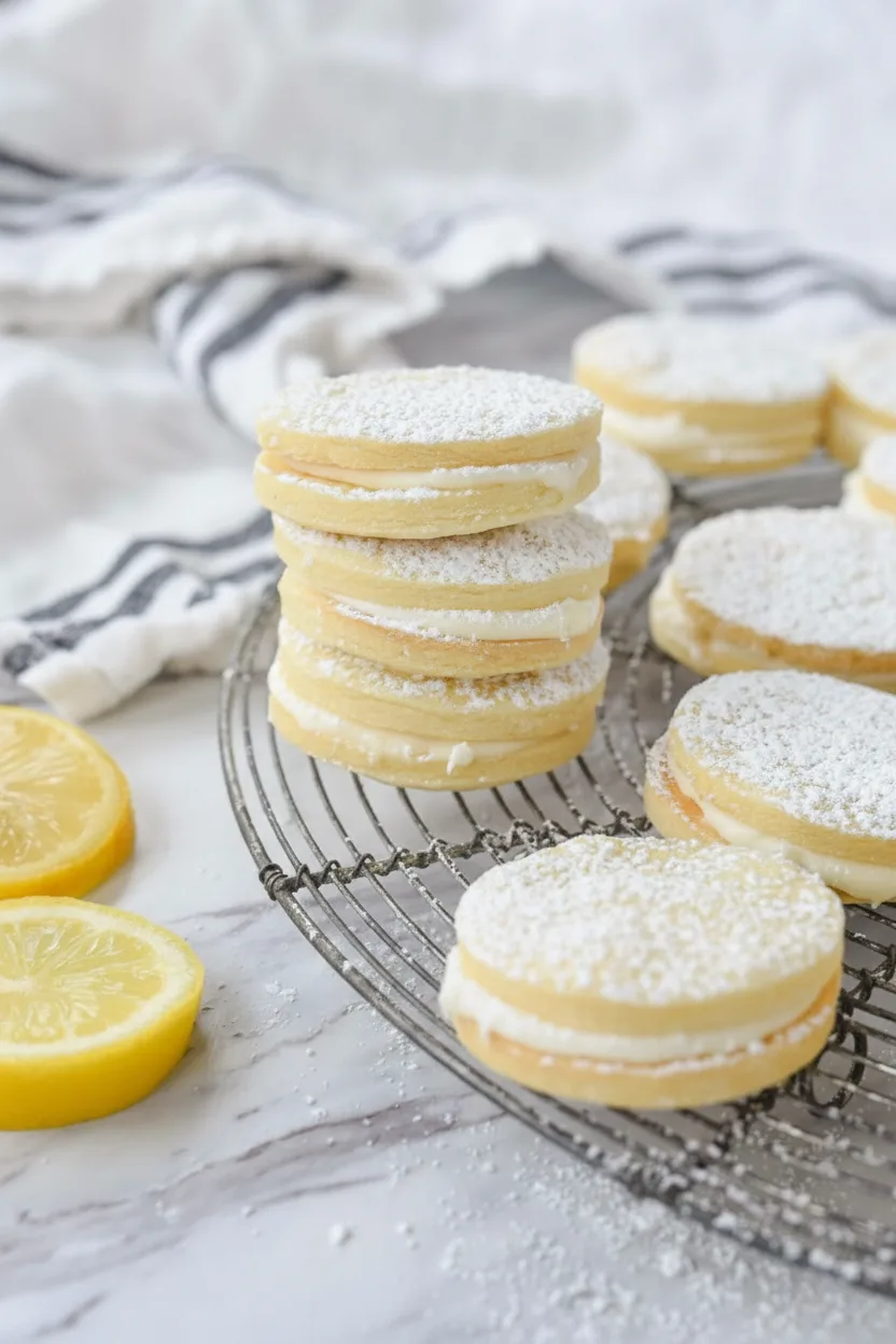 Lemon Sandwich Cookies with Cream