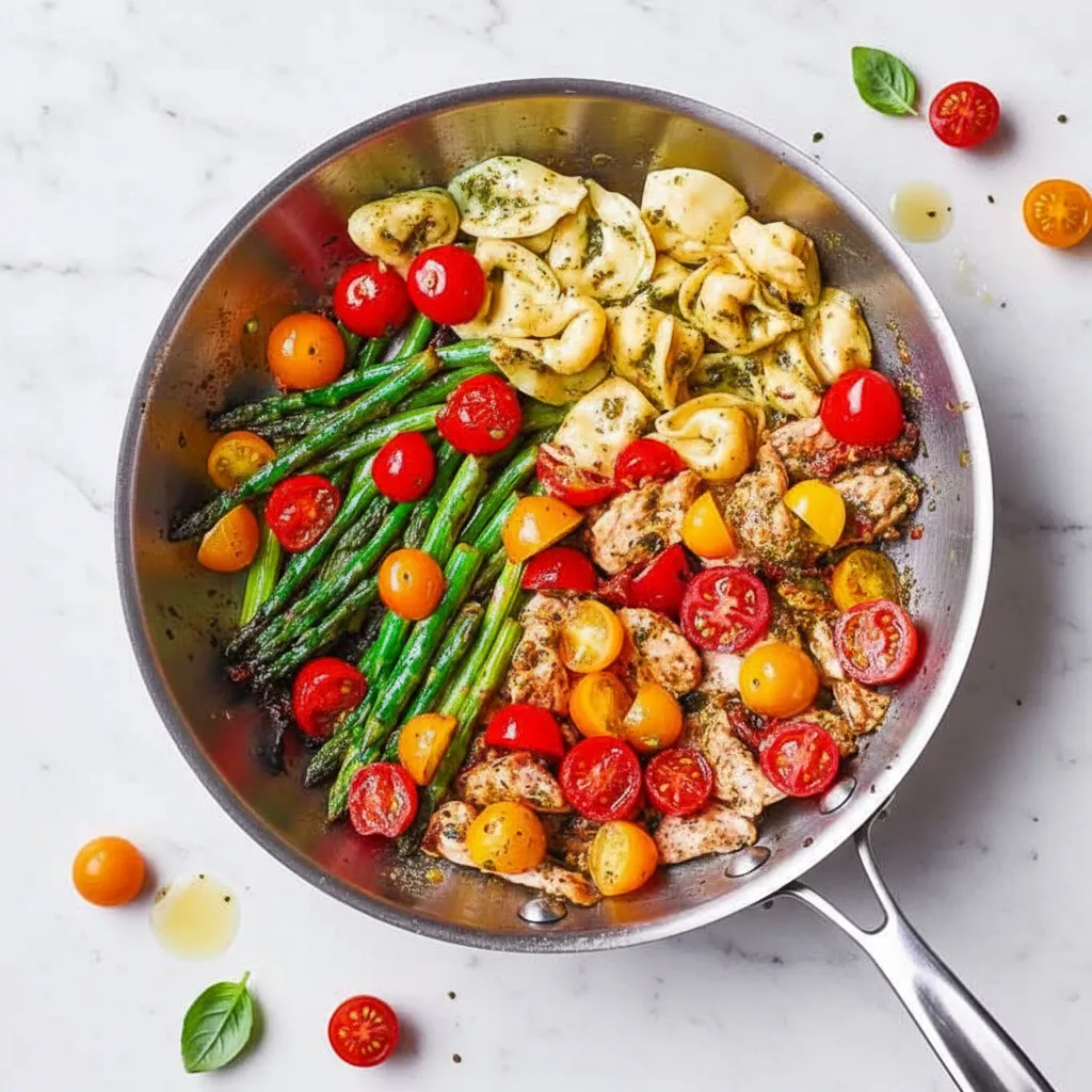Pesto Chicken Tortellini with Asparagus