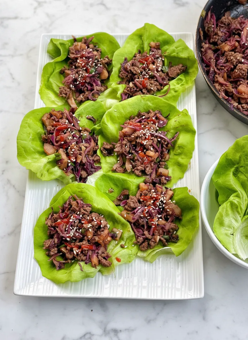 Savory Ground Beef Lettuce Wraps