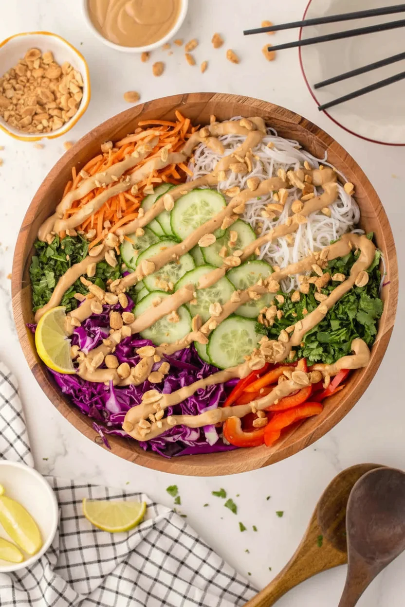 Spring Roll Salad with Peanut Dressing