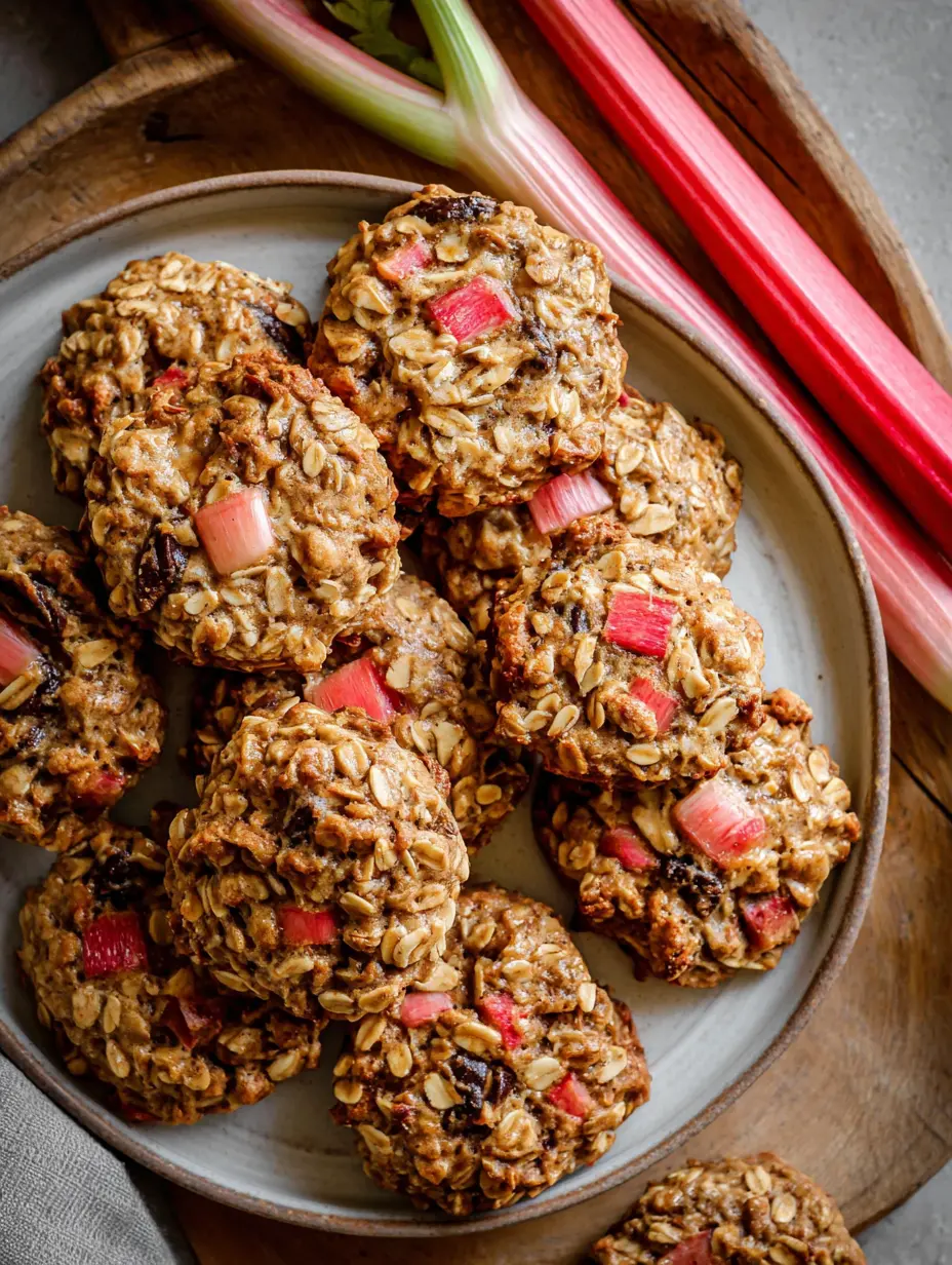 Chewy Rhubarb Oatmeal Cookies