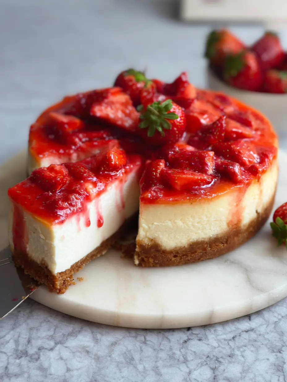 Creamy New York Style Strawberry Cheesecake