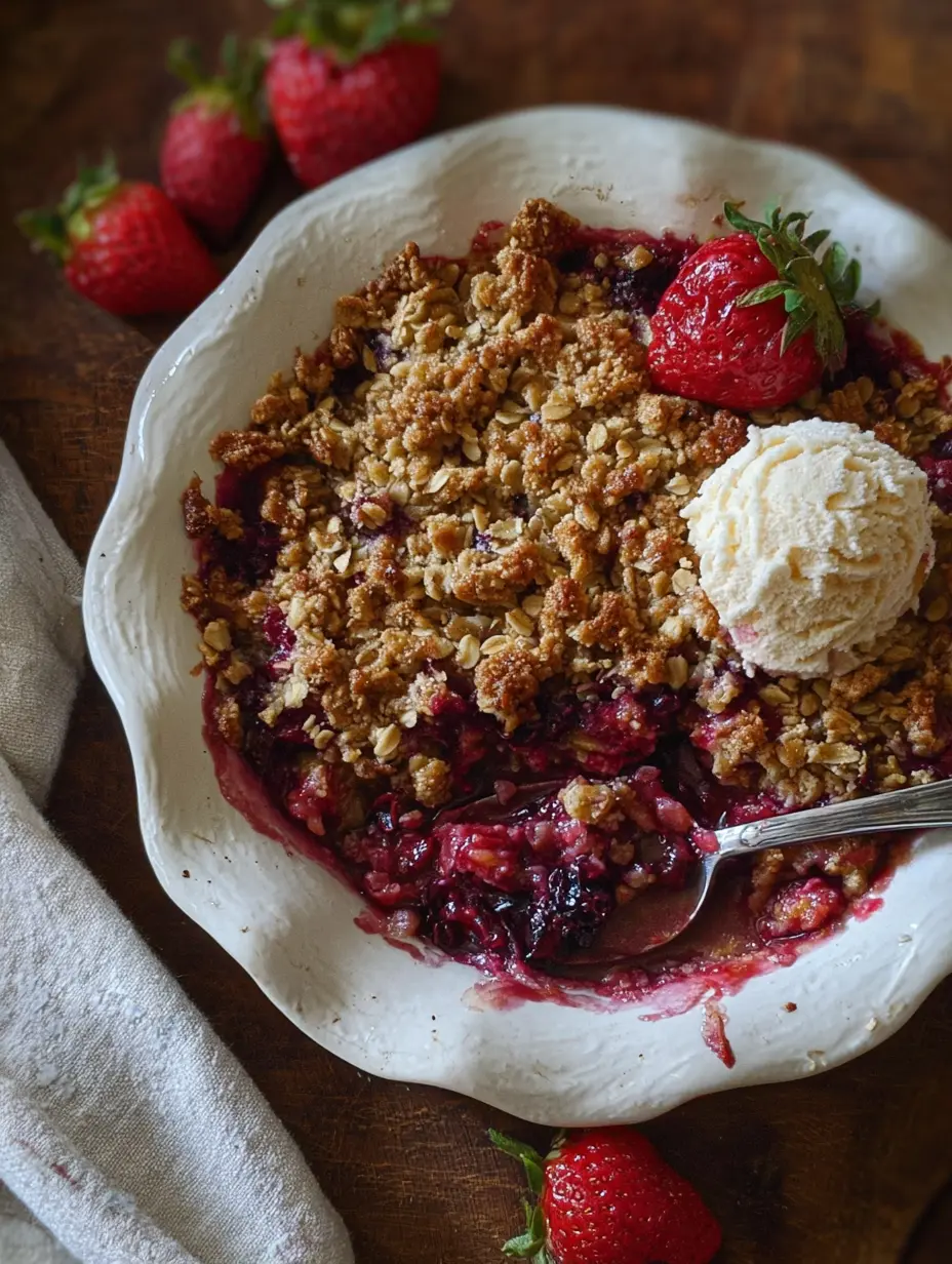 Healthier Mixed Berry Rhubarb Crisp