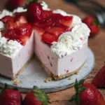 No Bake Strawberry Cheesecake with Whipped Cream