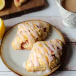 Rhubarb Scones with Vanilla Glaze