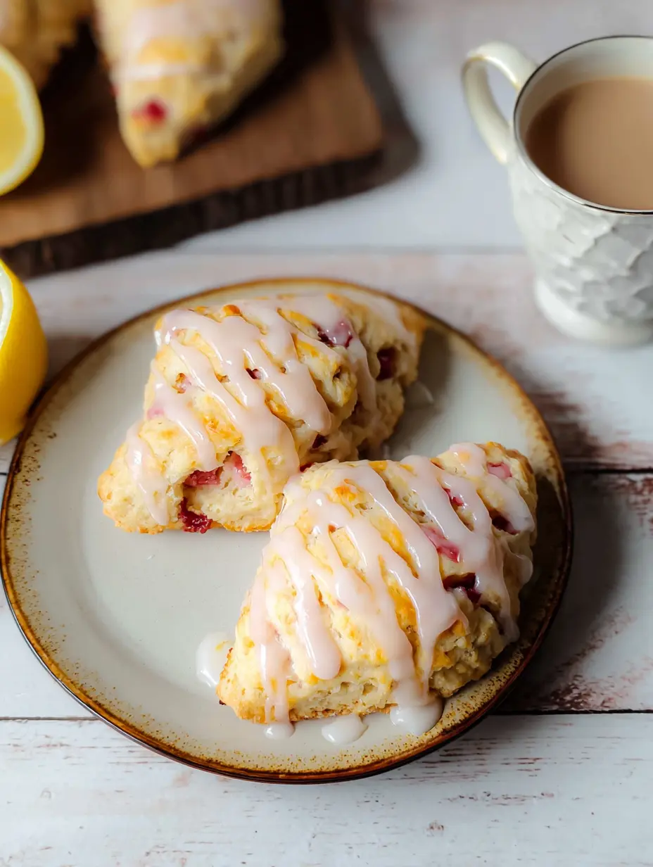 Rhubarb Scones with Vanilla Glaze