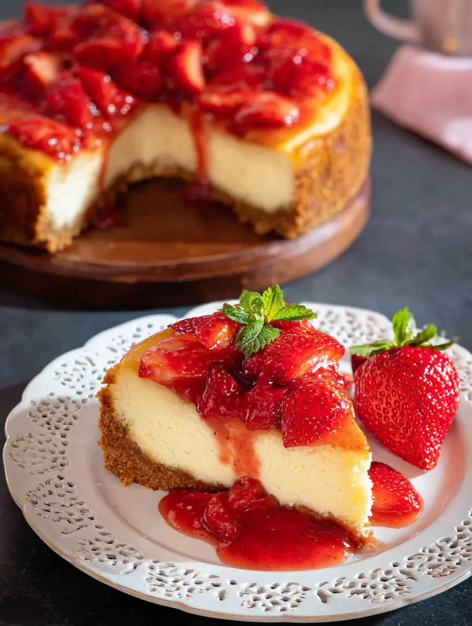 Strawberry Cheesecake with Buttery Crust