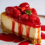 Strawberry Cheesecake with Thick Strawberry Sauce
