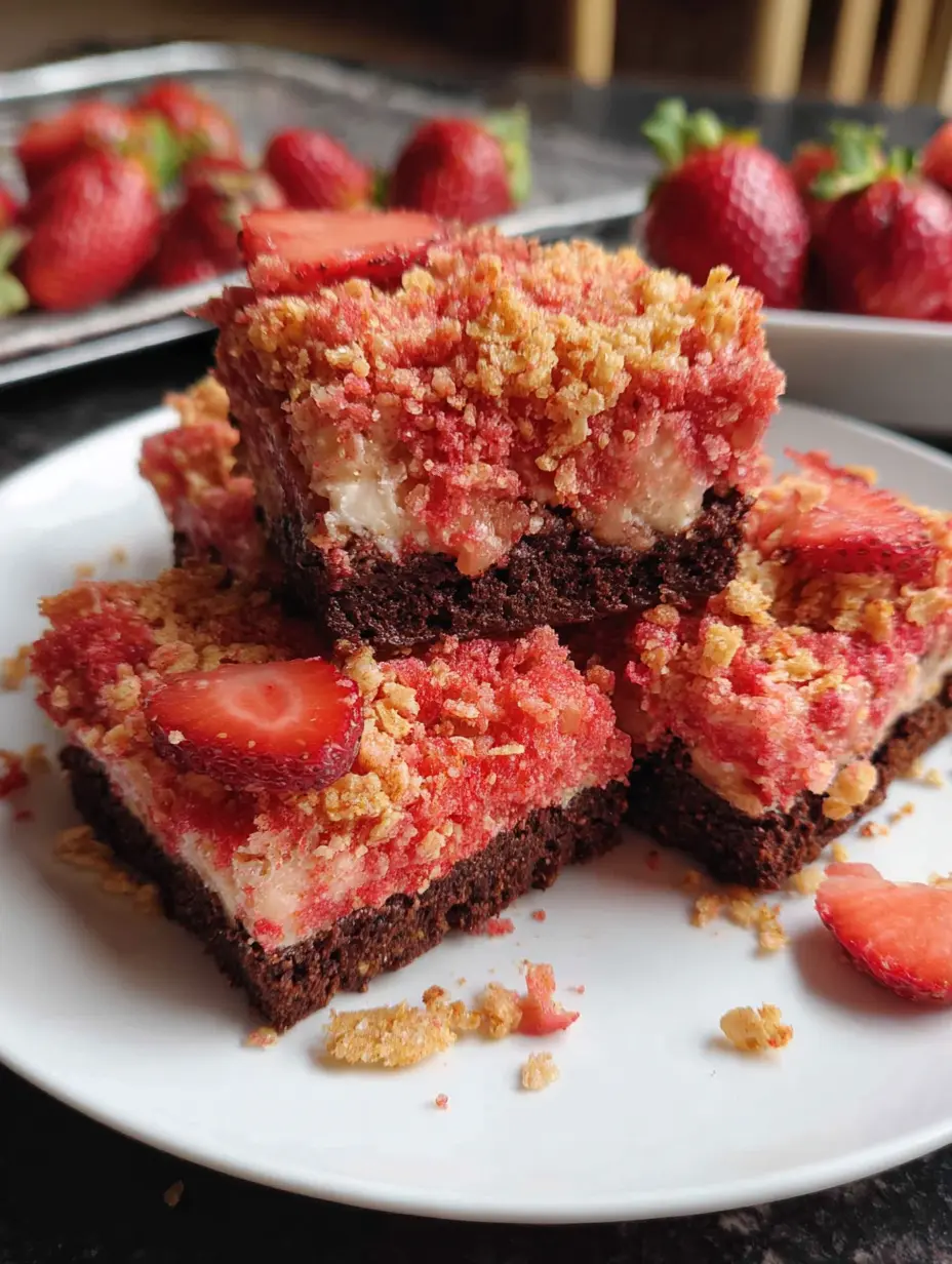 Strawberry Shortcake Brownies with Crunch Topping