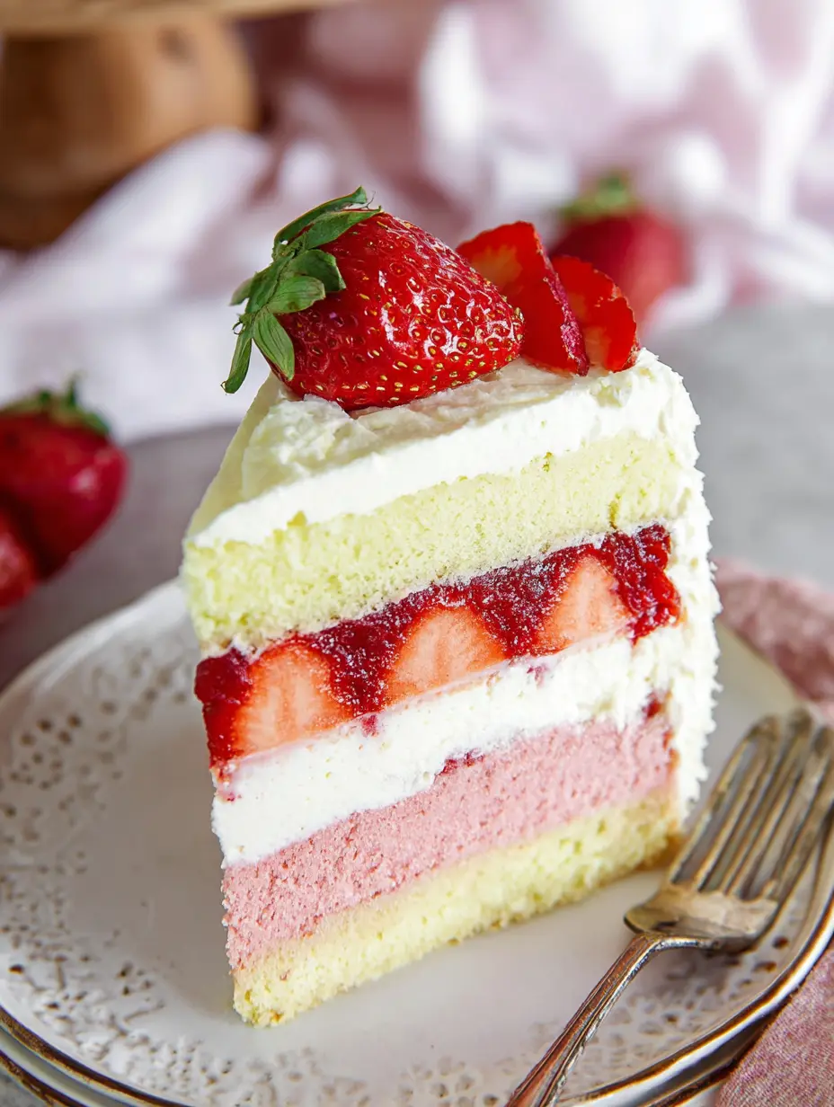Strawberry Shortcake Cheesecake with Sponge Layers
