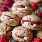 Strawberry Shortcake Cookies with Cream Filling
