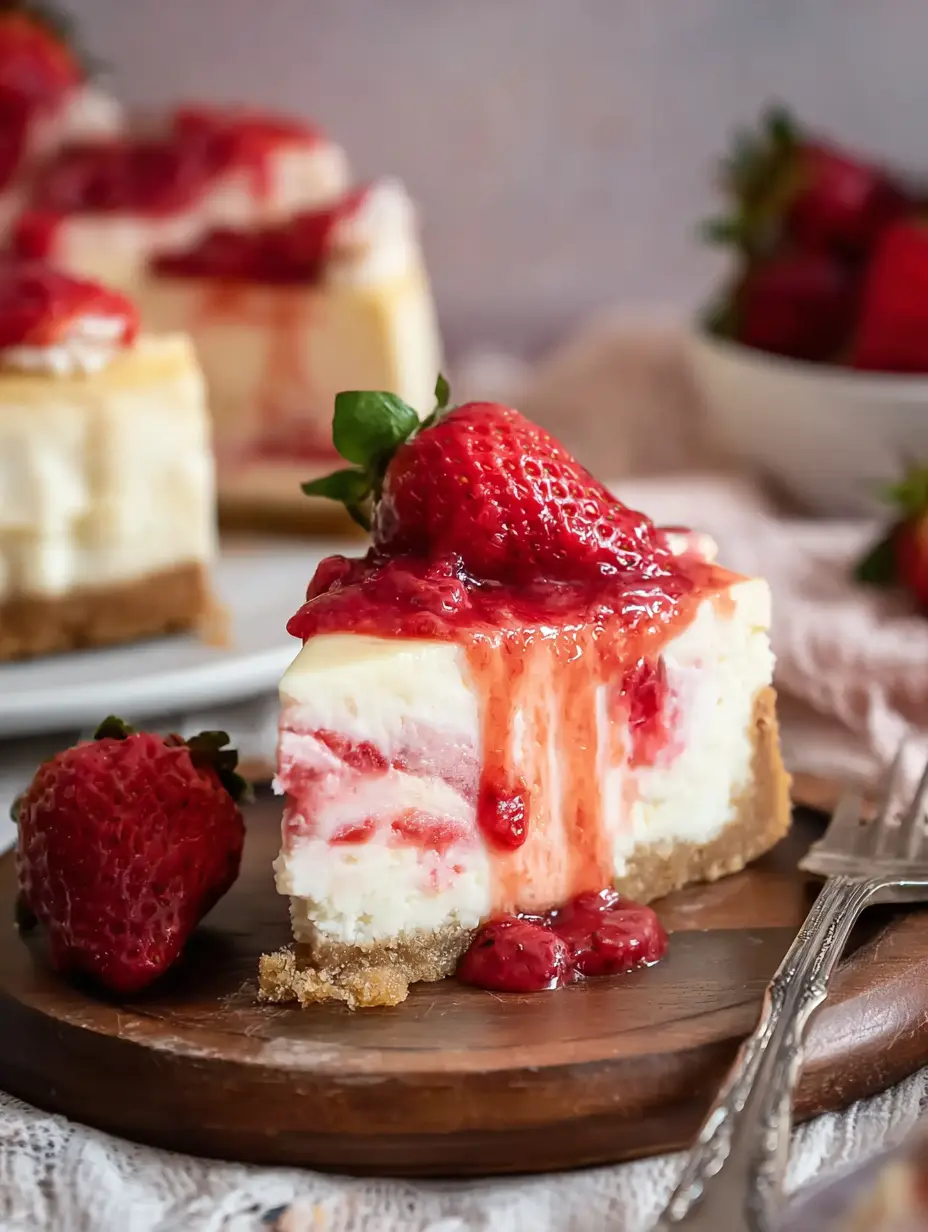 Strawberry Swirl Cheesecake with Berry Sauce