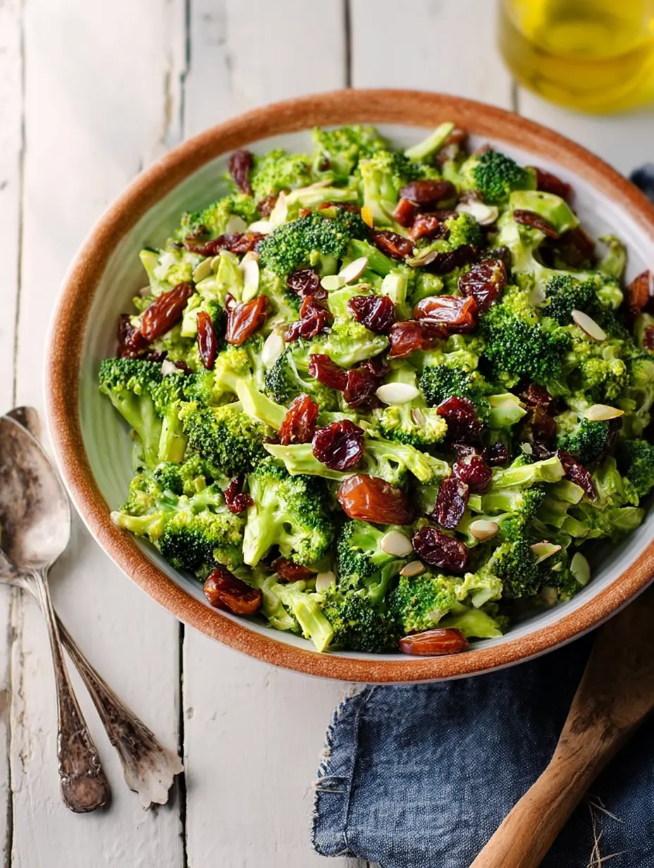 Sweet Creamy Broccoli Salad with Dates