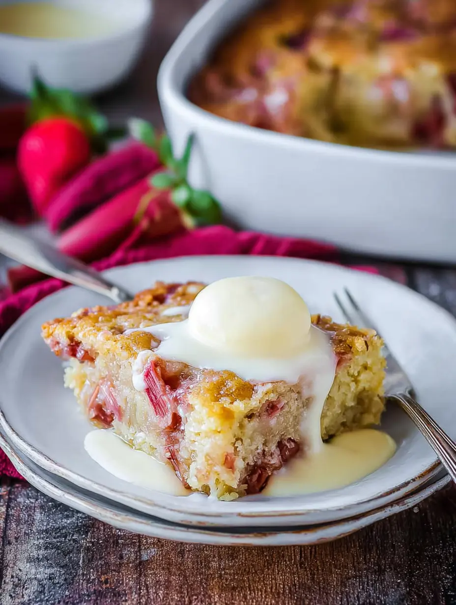 Warm Rhubarb Cake With Butter Sauce