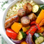 10 Minute Air Fryer Chicken Sausage and Veggies