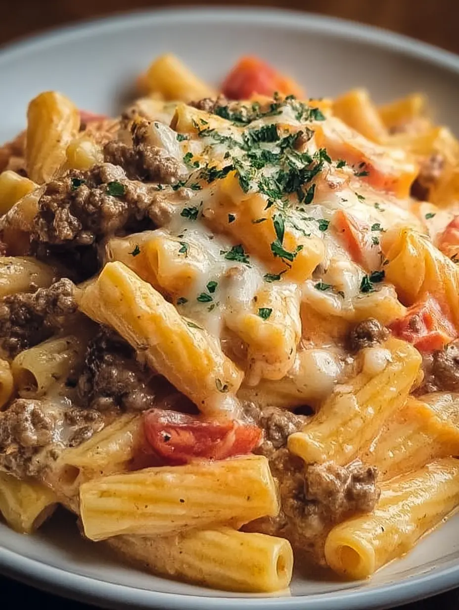 Creamy Rotel Pasta with Ground Beef
