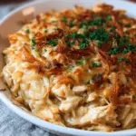 French Onion Chicken Orzo Casserole