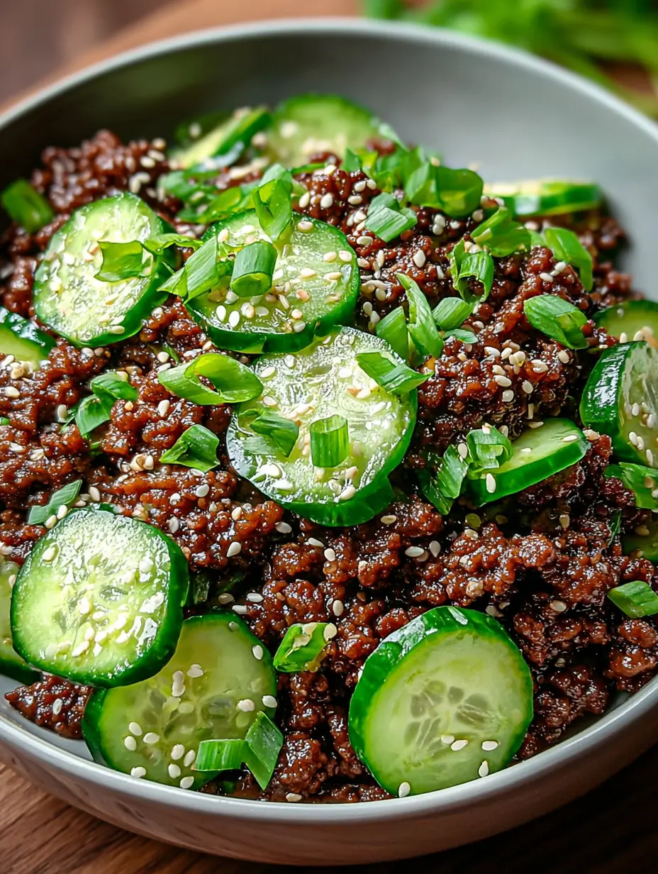 Korean Ground Beef & Cucumber Salad