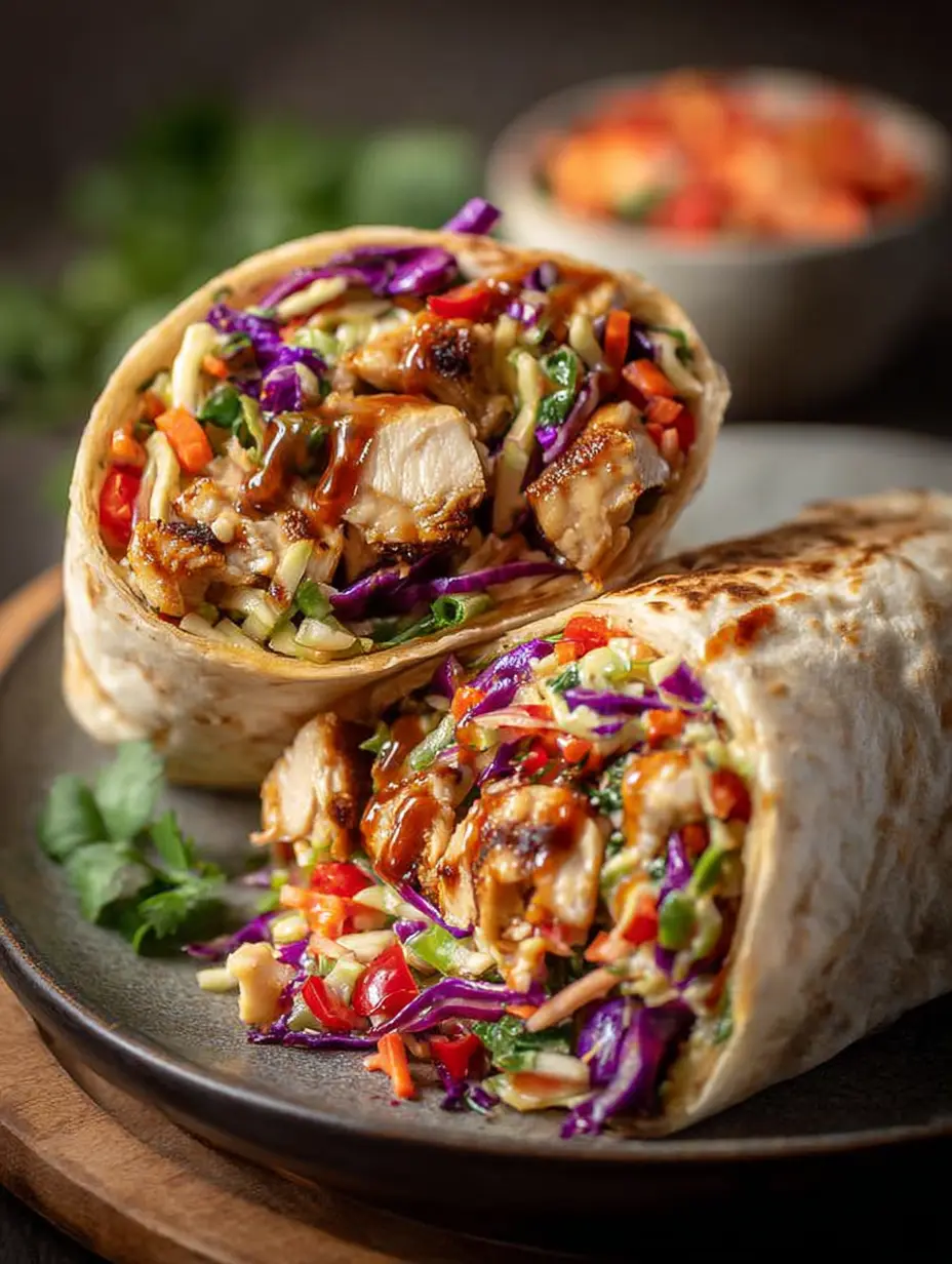 Thai Chicken Wrap with Crunchy Asian Slaw