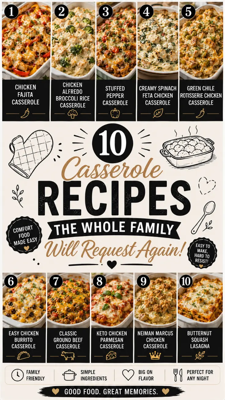 10 Casserole Recipes the Whole Family Will Request Again