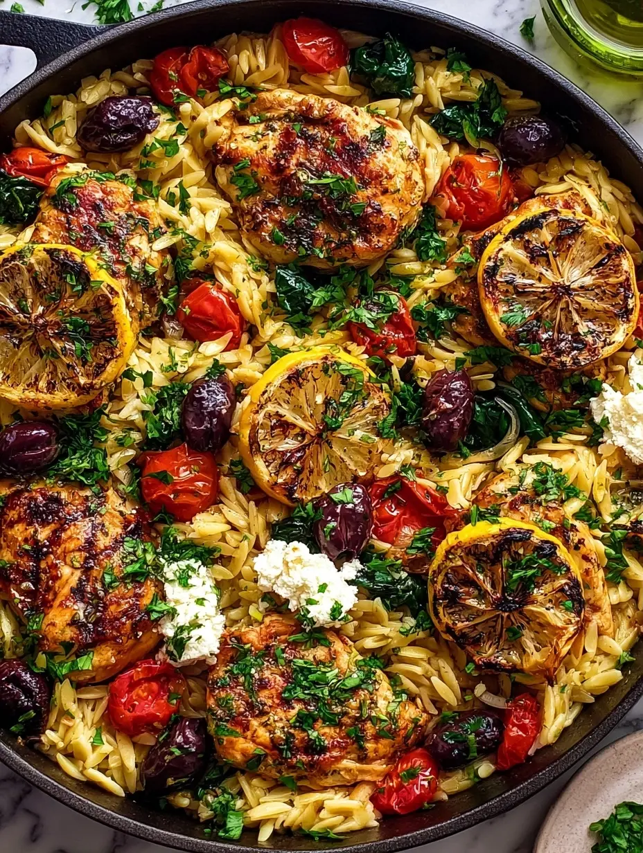 30-Minute One-Pan Mediterranean Chicken Orzo (High Protein)